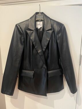 Sam Edelman Black Faux Leather Blazer